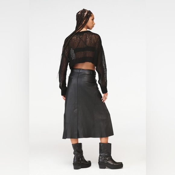 NWT ZARA LEATHER MIDI SKIRT STEVEN MEISEL SIZE S - Picture 5 of 9